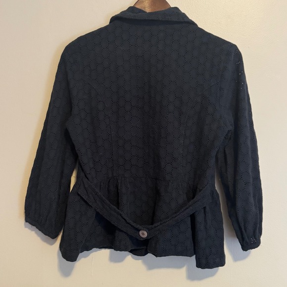 Women's 100% Cotton Black Button Front Blazer Embroidered Boho Whimsigoth Fairy - Picture 5 of 5